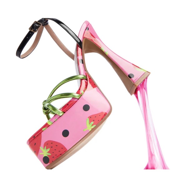 Betsey Johnson Platform Heels | Pink Strawberry Barbie - Picture 7 of 7